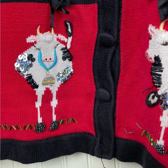 Vintage Quacker Factory Knit Sweater Size 3X Cow Farm Theme Cottagecore Grandma - Picture 8 of 11